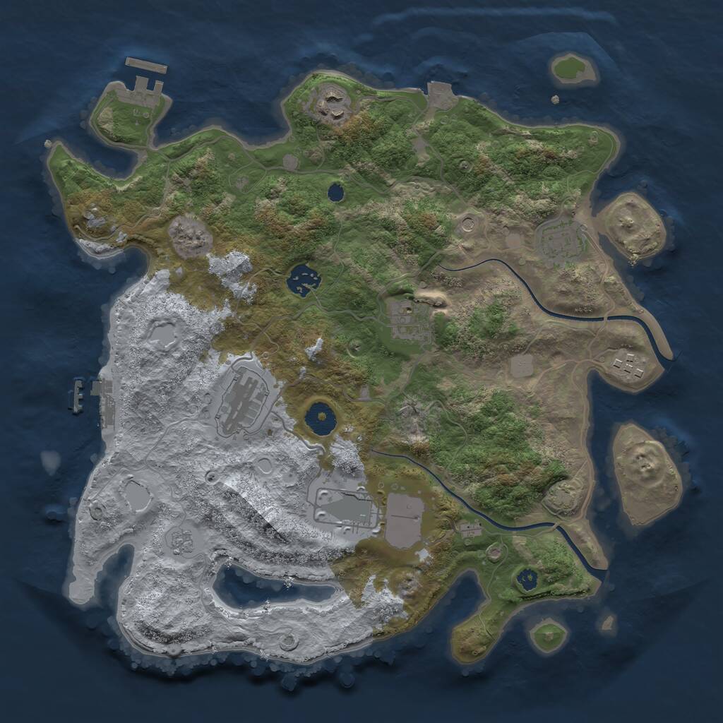 Rust Map: Procedural Map, Size: 3500, Seed: 1405422216, 13 Monuments