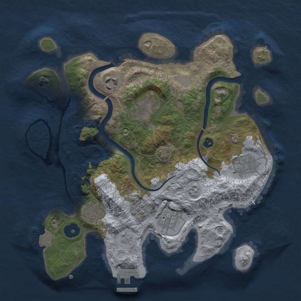 Rust Map: Procedural Map, Size: 3000, Seed: 227459168, 11 Monuments