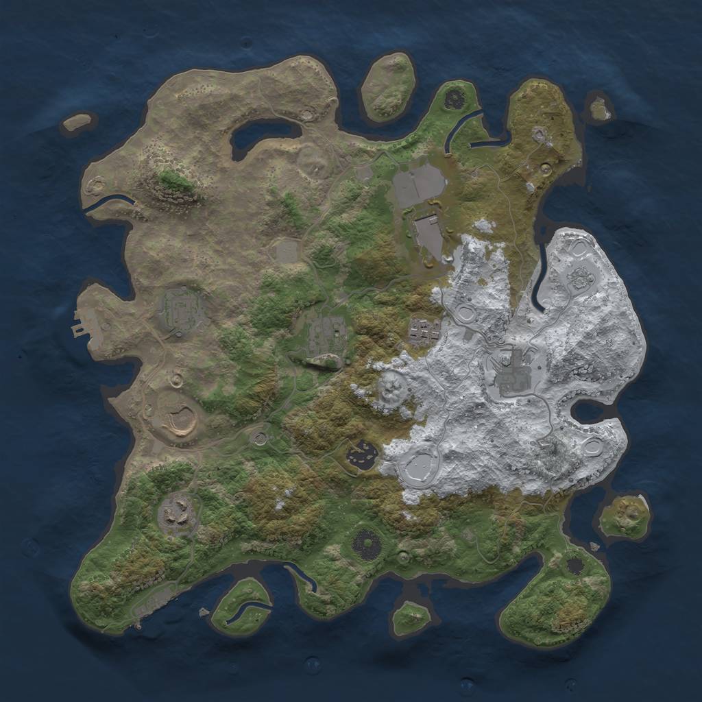 Rust Map: Procedural Map, Size: 3600, Seed: 141522465, 17 Monuments