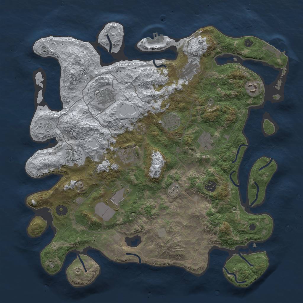 Rust Map: Procedural Map, Size: 4000, Seed: 1258634524, 19 Monuments