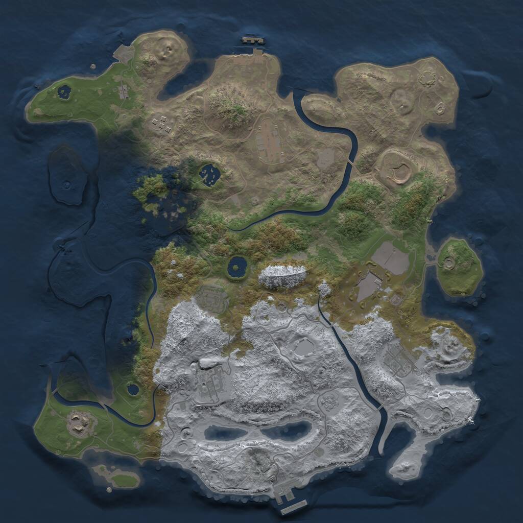 Rust Map: Procedural Map, Size: 3850, Seed: 102179099, 16 Monuments