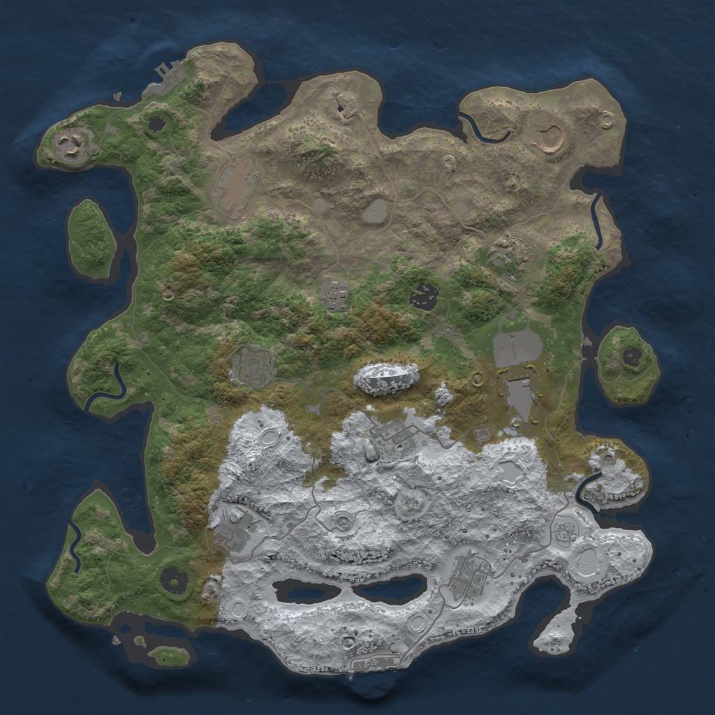 Rust Map: Procedural Map, Size: 3850, Seed: 102179099, 20 Monuments