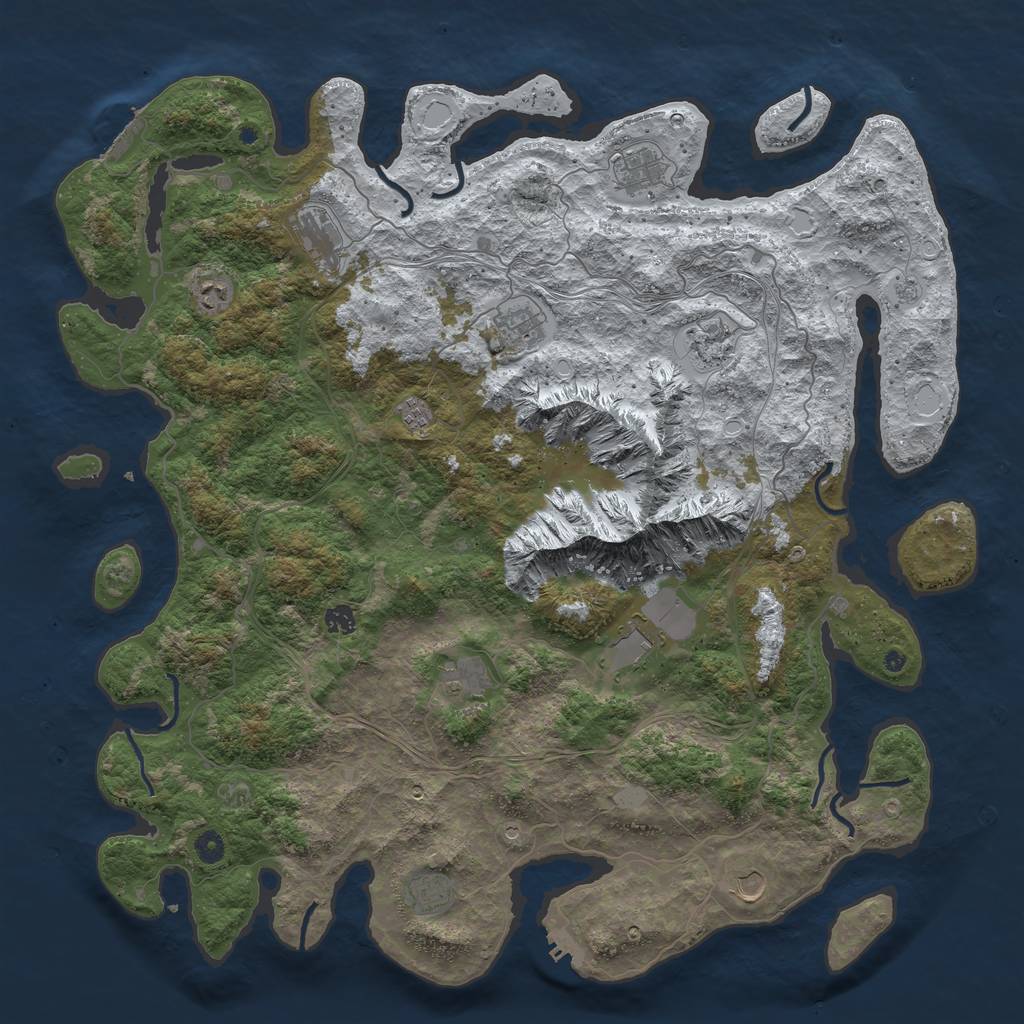 Rust Map: Procedural Map, Size: 5000, Seed: 794234506, 20 Monuments