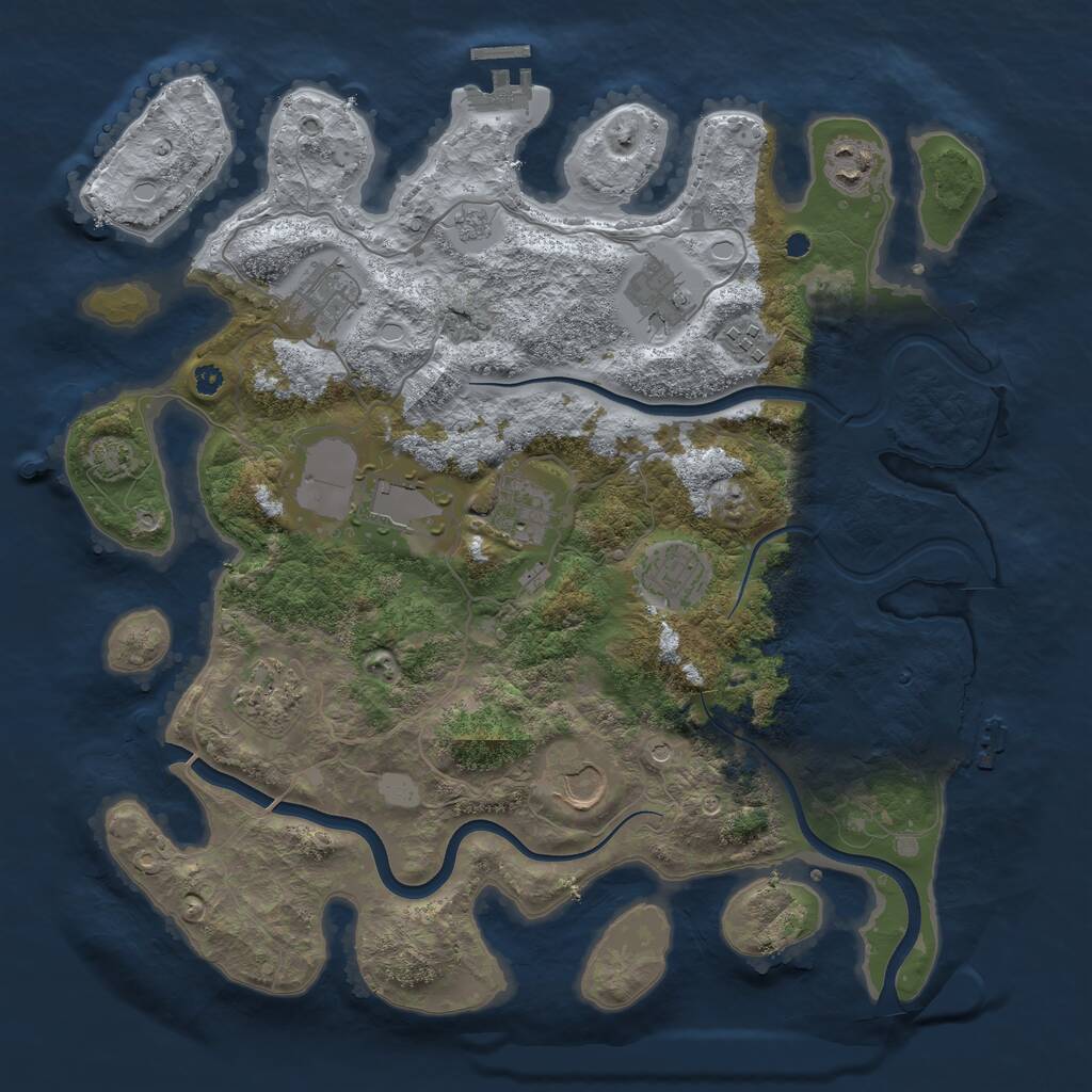 Rust Map: Procedural Map, Size: 3700, Seed: 1368017183, 15 Monuments