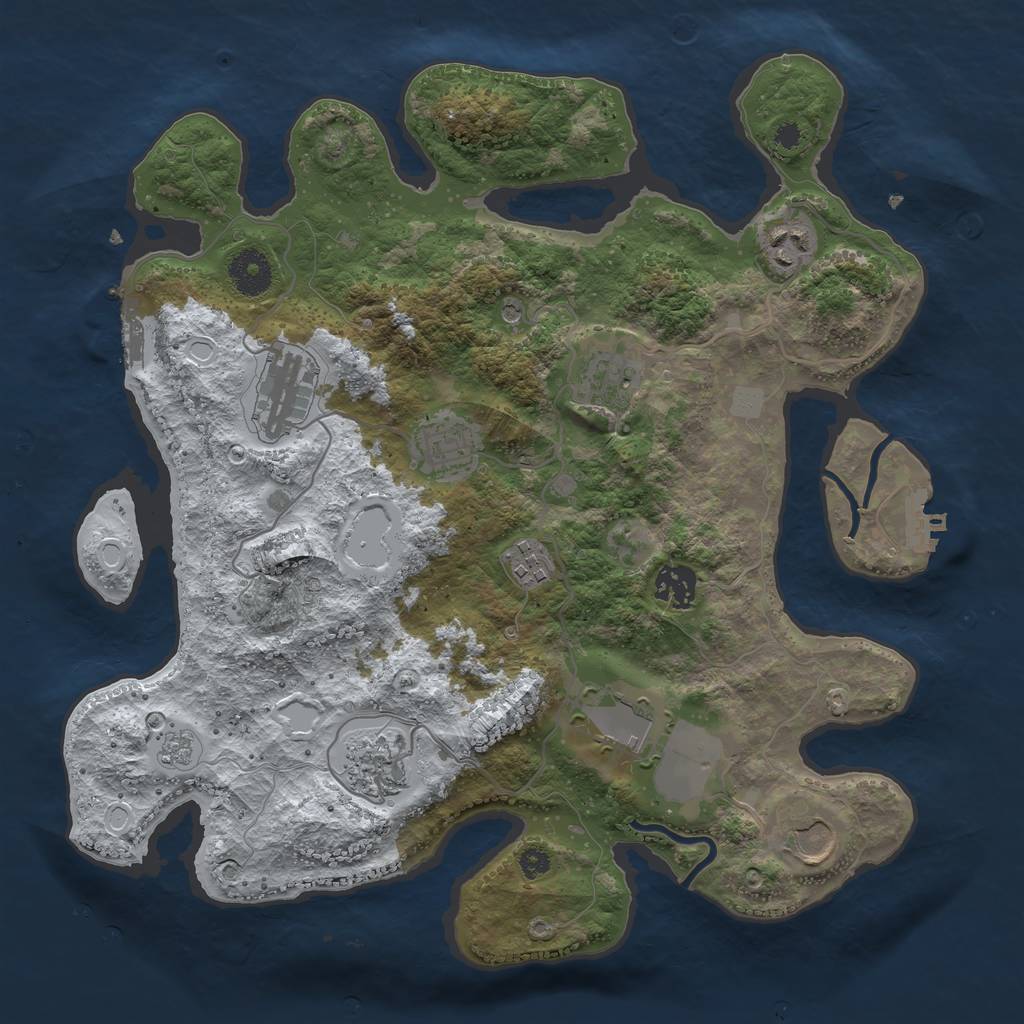 Rust Map: Procedural Map, Size: 3500, Seed: 517777489, 18 Monuments