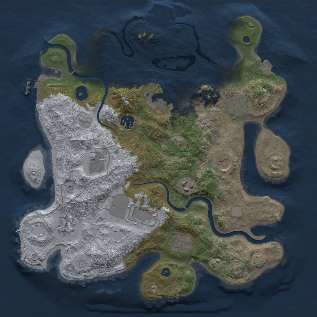 Rust Map: Procedural Map, Size: 3500, Seed: 517777489, 16 Monuments