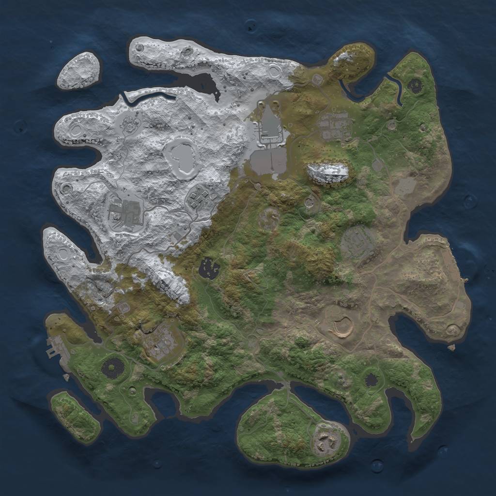 Rust Map: Procedural Map, Size: 3500, Seed: 1074288704, 18 Monuments