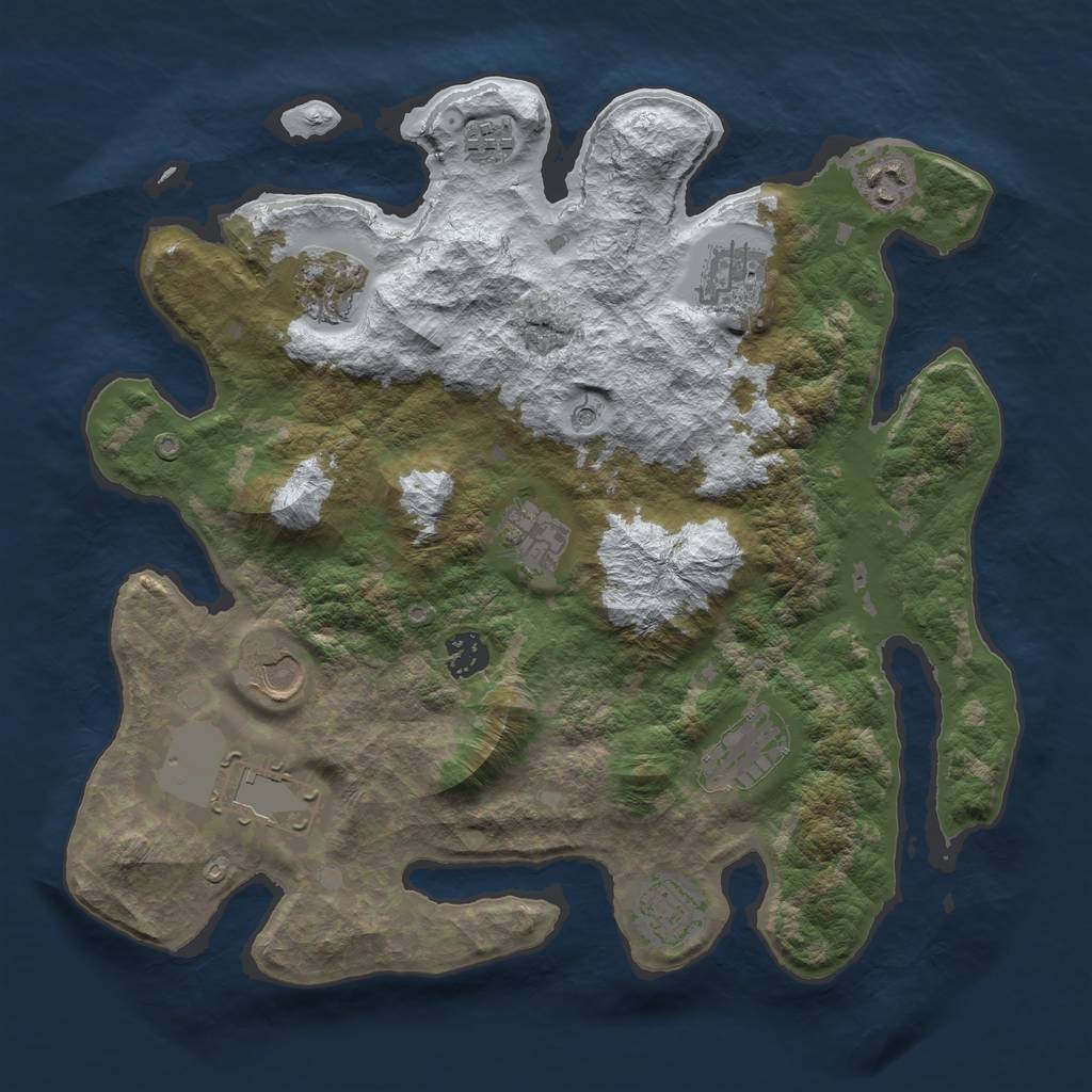 Rust Map: Barren, Size: 3600, Seed: 2038464293, 13 Monuments