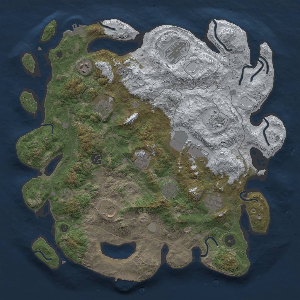 Rust Map: Procedural Map, Size: 4000, Seed: 469598309, 20 Monuments