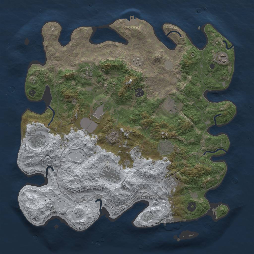 Rust Map: Procedural Map, Size: 4000, Seed: 449426940, 19 Monuments