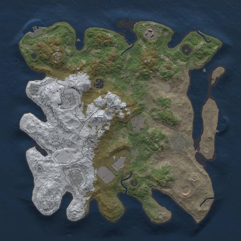 Rust Map: Procedural Map, Size: 3600, Seed: 2025324733, 18 Monuments