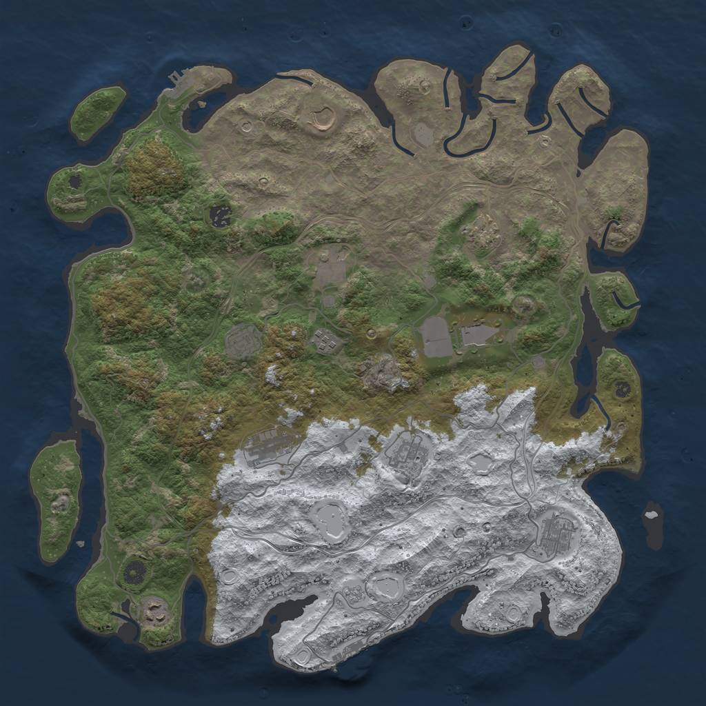 Rust Map: Procedural Map, Size: 4500, Seed: 808726320, 20 Monuments