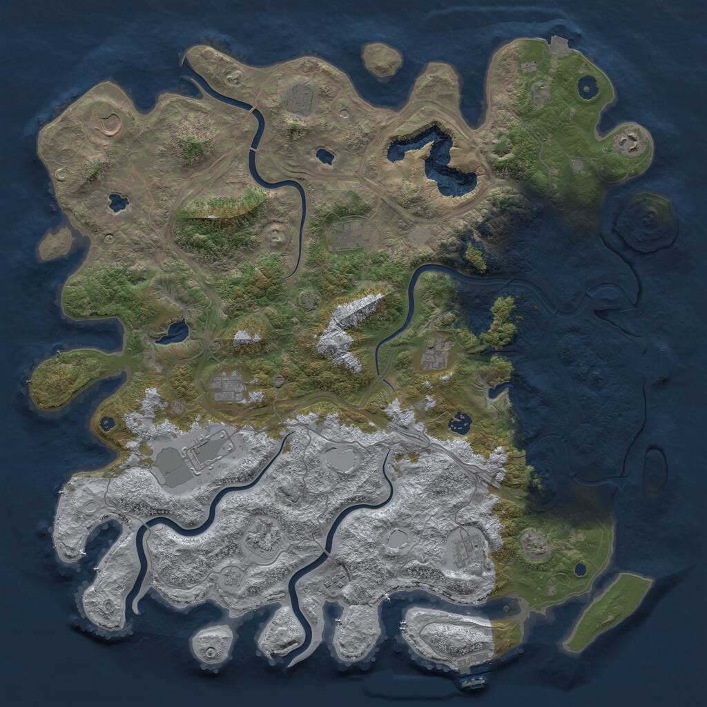 Rust Map: Procedural Map, Size: 4800, Seed: 90, 17 Monuments