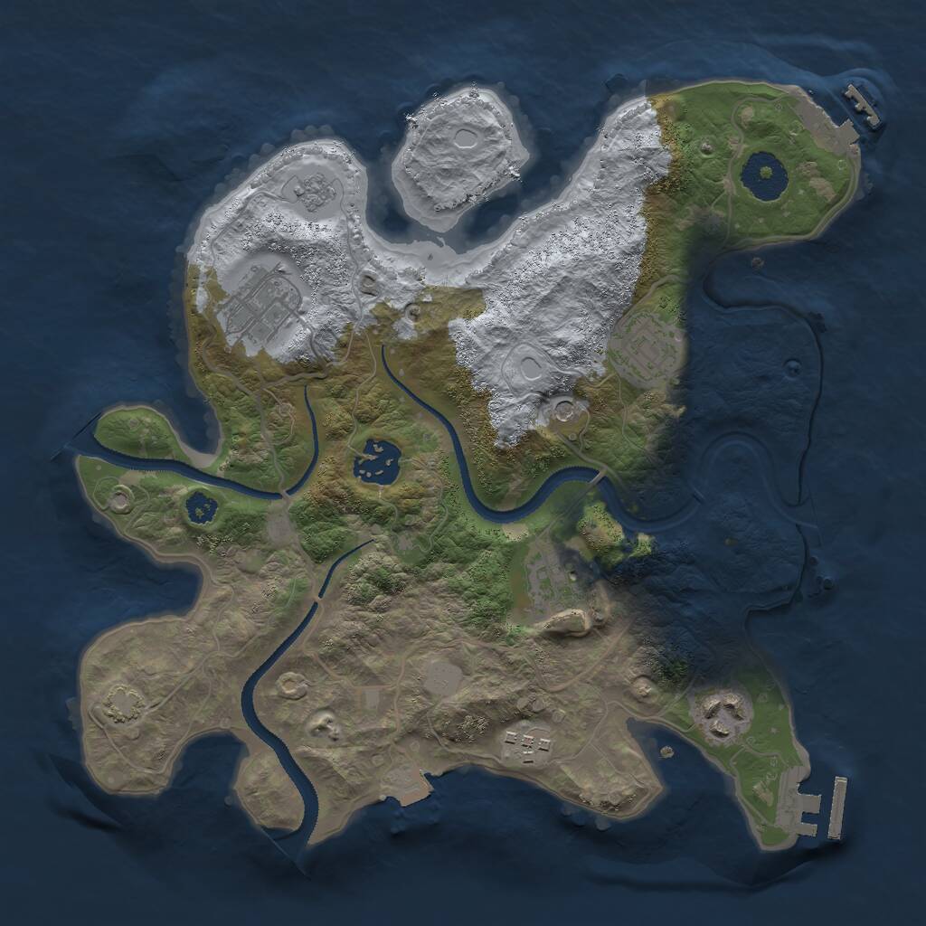 Rust Map: Procedural Map, Size: 3000, Seed: 450580174, 12 Monuments