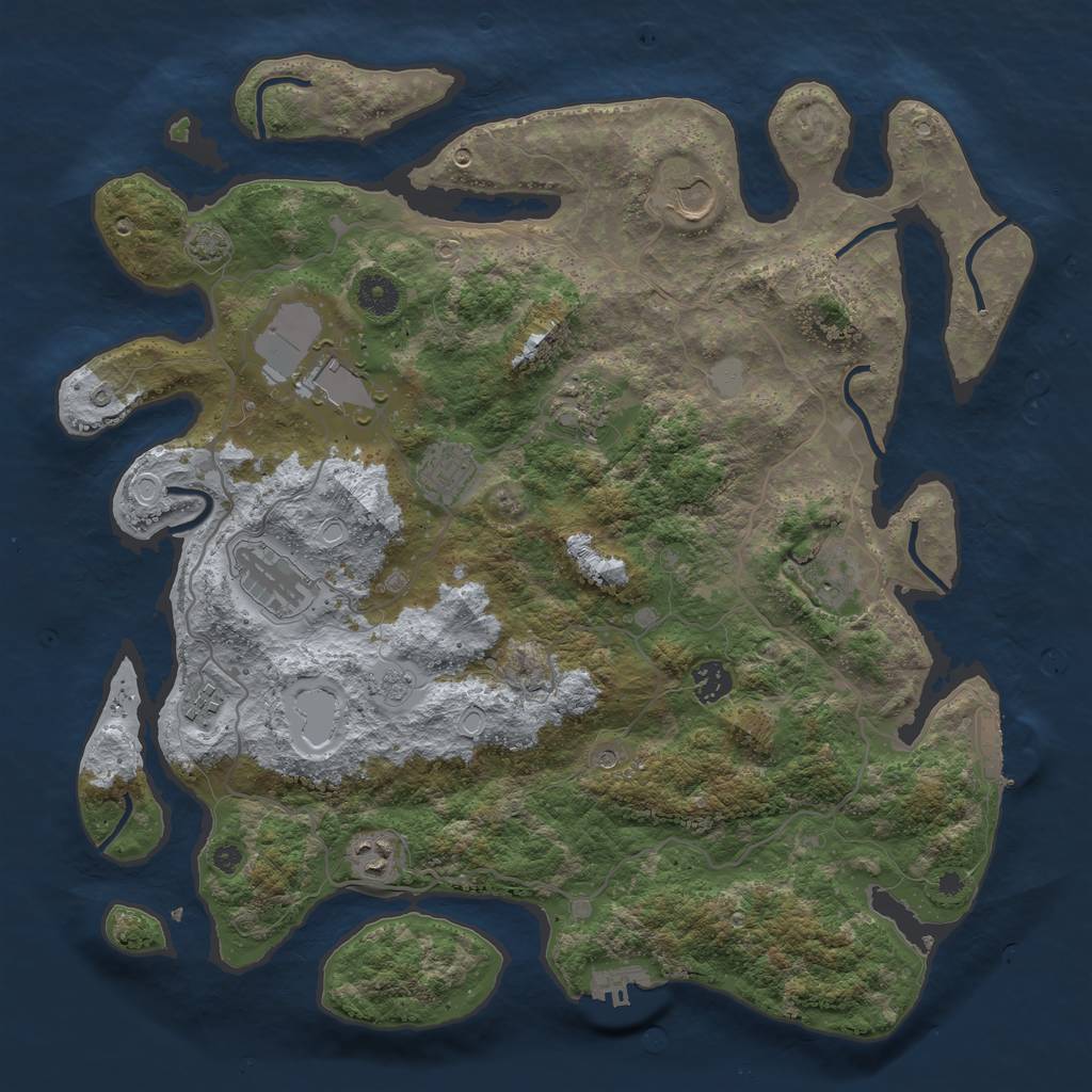 Rust Map: Procedural Map, Size: 4000, Seed: 1113519107, 17 Monuments