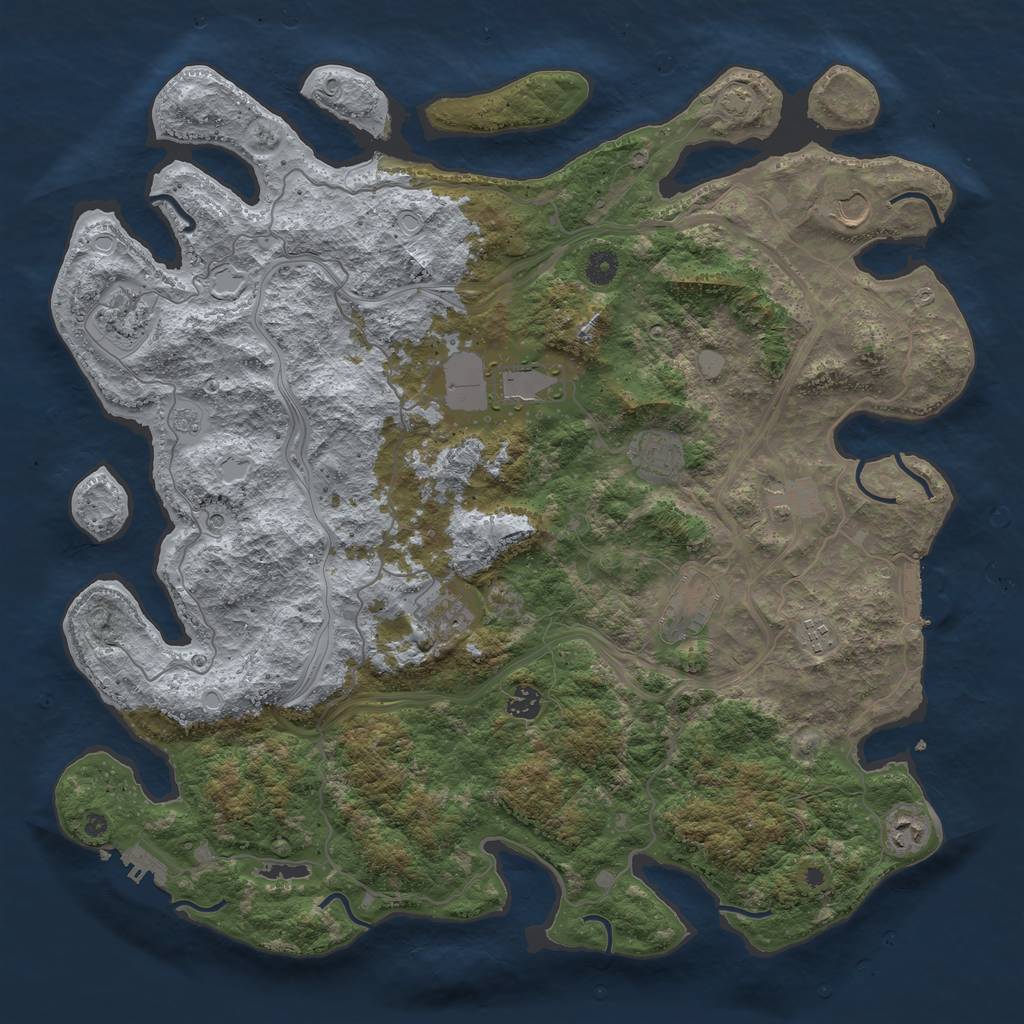 Rust Map: Procedural Map, Size: 4500, Seed: 2126835906, 18 Monuments