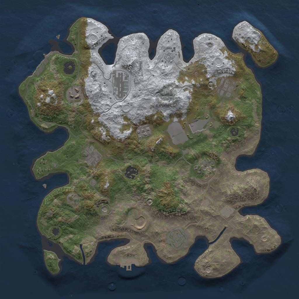 Rust Map: Procedural Map, Size: 3500, Seed: 107333342, 19 Monuments