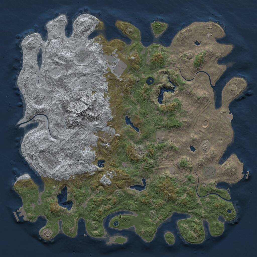 Rust Map: Procedural Map, Size: 5000, Seed: 18420693, 17 Monuments
