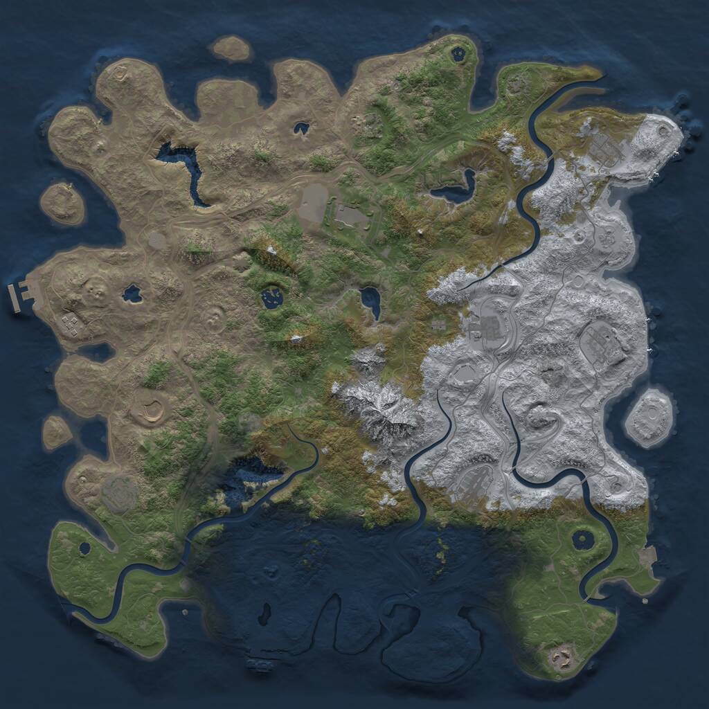 Rust Map: Procedural Map, Size: 5000, Seed: 70813, 17 Monuments