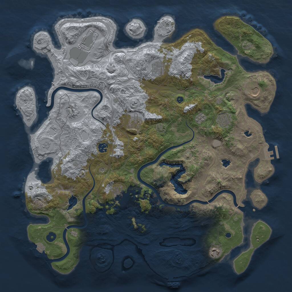 Rust Map: Procedural Map, Size: 4500, Seed: 3212044, 16 Monuments