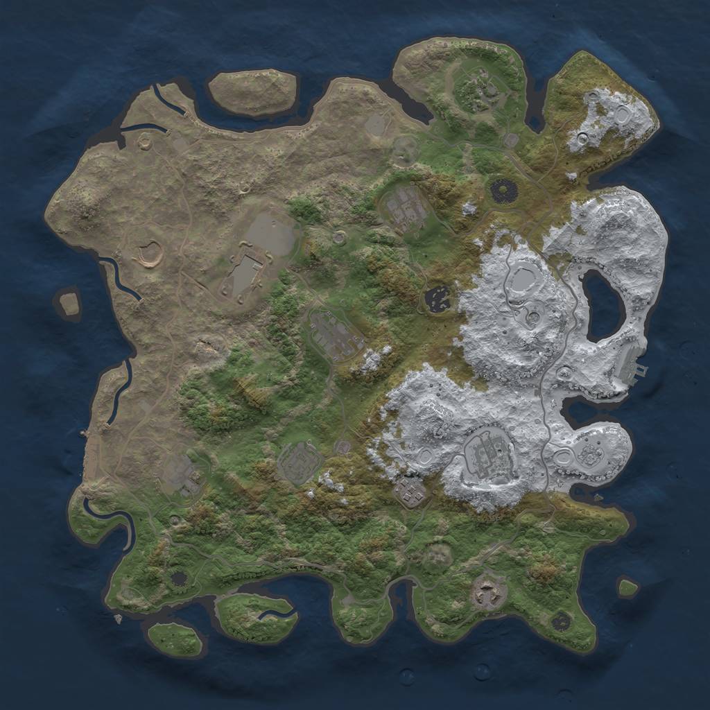 Rust Map: Procedural Map, Size: 4000, Seed: 1814079884, 20 Monuments