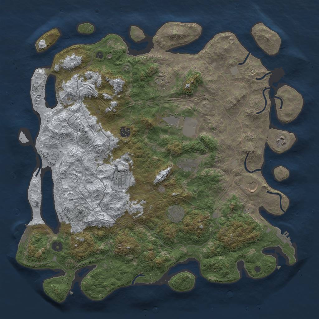 Rust Map: Procedural Map, Size: 4500, Seed: 43750672, 18 Monuments