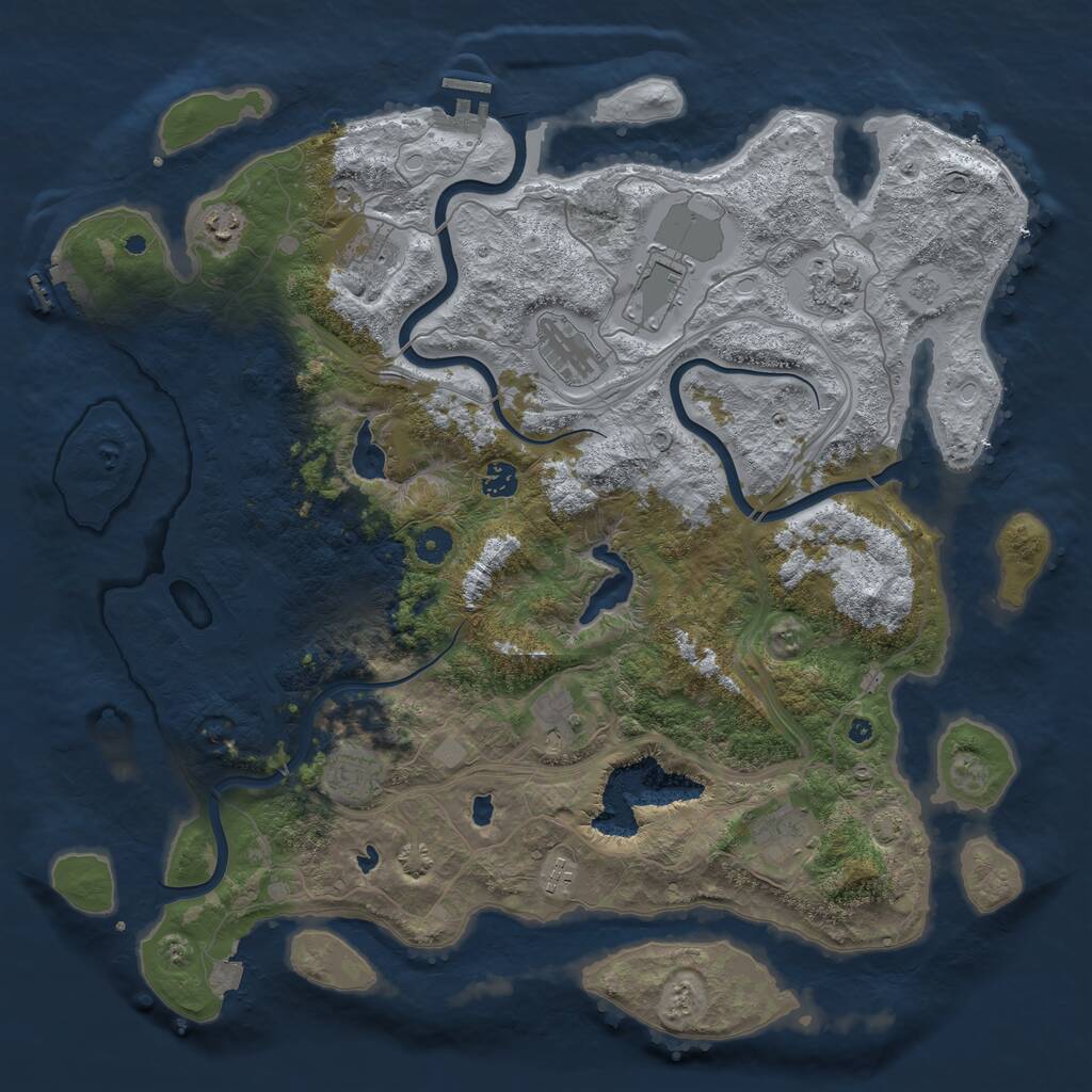 Rust Map: Procedural Map, Size: 4500, Seed: 1242903649, 16 Monuments