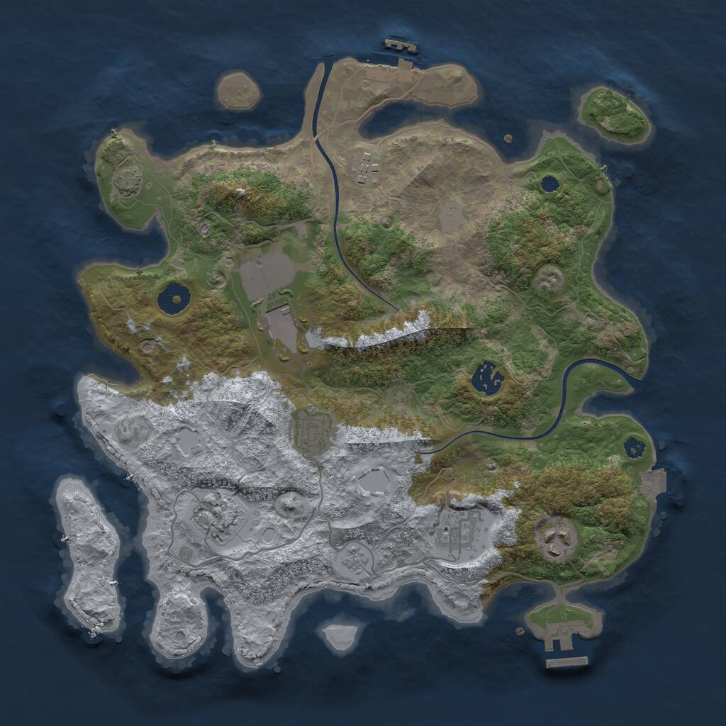 Rust Map: Procedural Map, Size: 3500, Seed: 844527, 12 Monuments