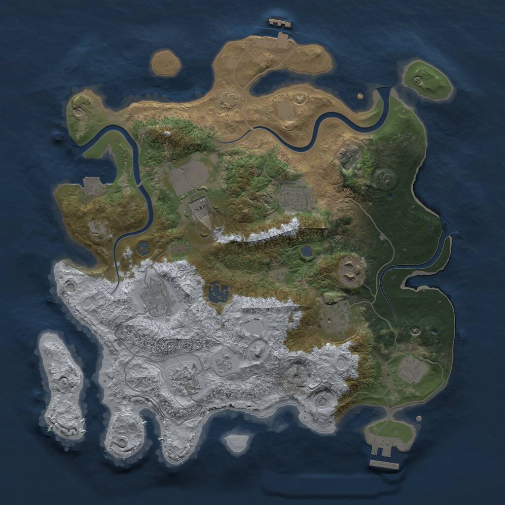 Rust Map: Procedural Map, Size: 3500, Seed: 844527, 14 Monuments