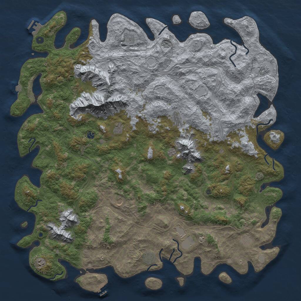 Rust Map: Procedural Map, Size: 6000, Seed: 512991, 17 Monuments