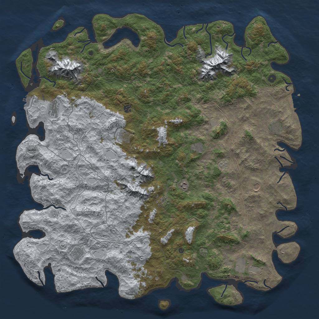 Rust Map: Procedural Map, Size: 6000, Seed: 813533, 20 Monuments