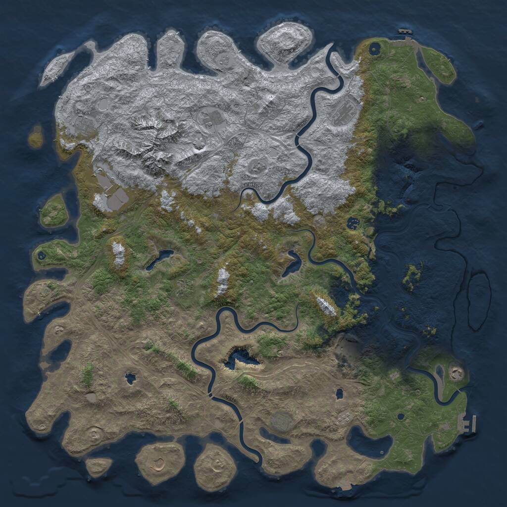 Rust Map: Procedural Map, Size: 6000, Seed: 573842, 17 Monuments