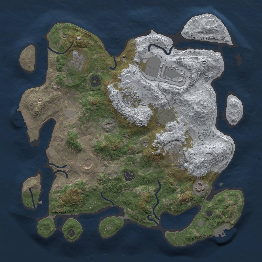 Rust Map: Procedural Map, Size: 3500, Seed: 4181793, 17 Monuments