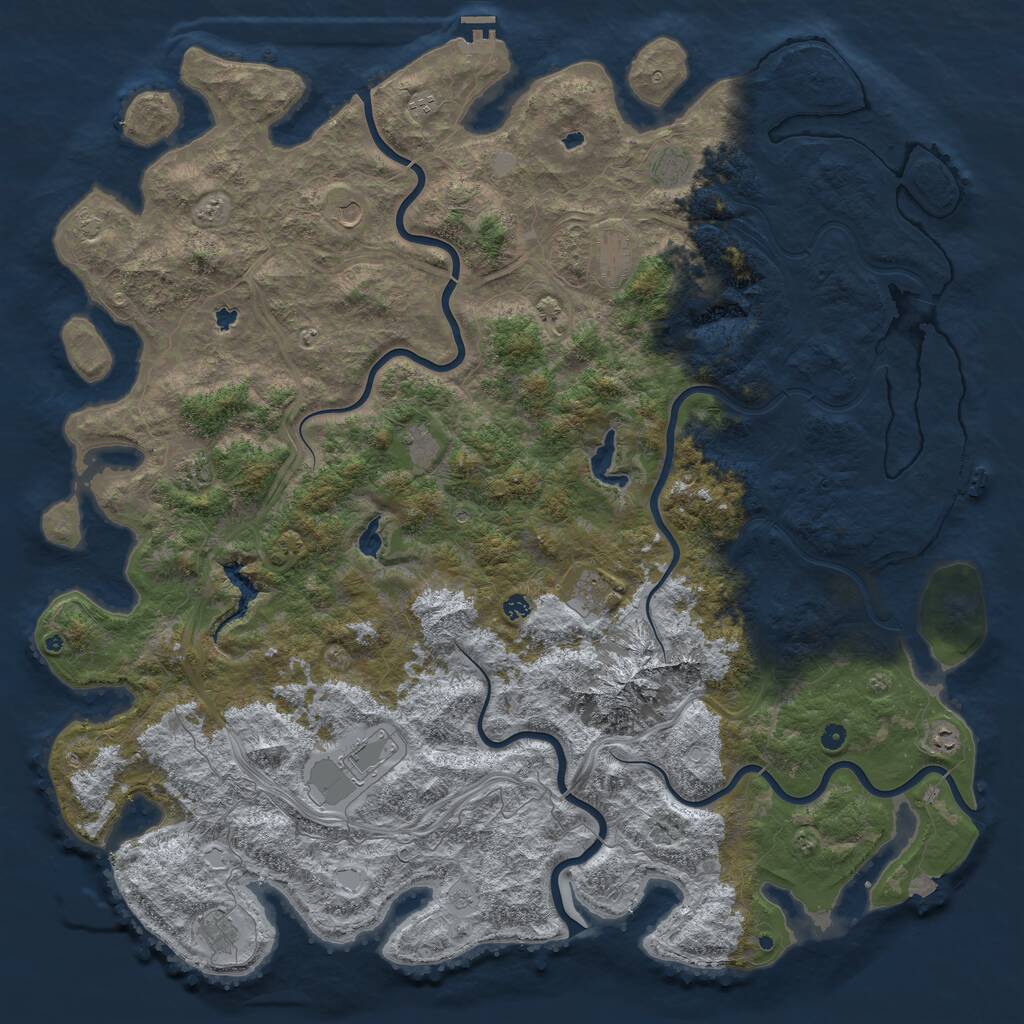 Rust Map: Procedural Map, Size: 6000, Seed: 353372, 17 Monuments
