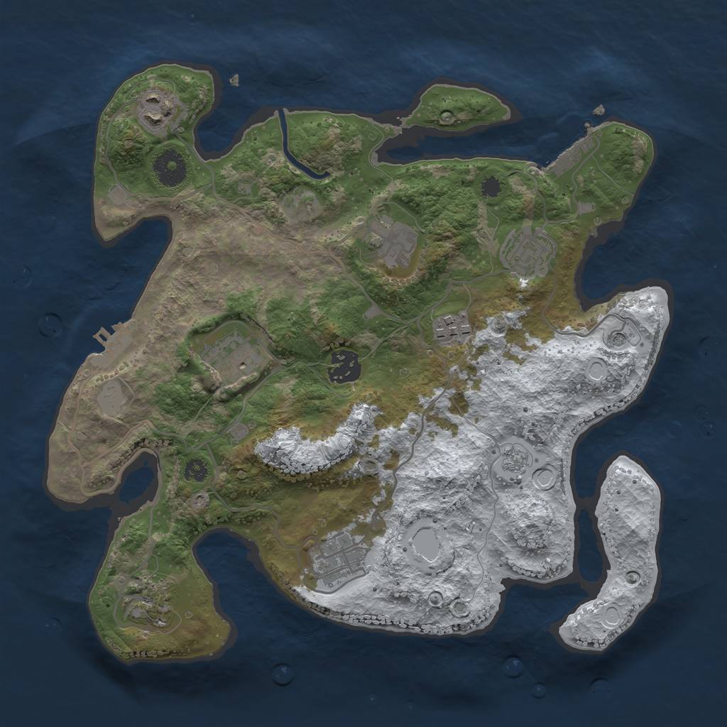 Rust Map: Procedural Map, Size: 3200, Seed: 1911665431, 17 Monuments