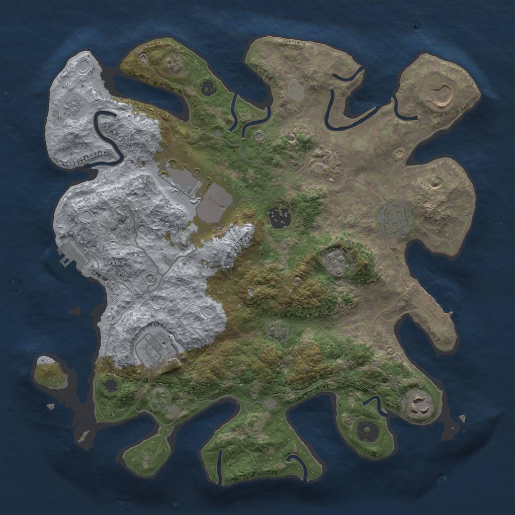 Rust Map: Procedural Map, Size: 3500, Seed: 251196002, 16 Monuments