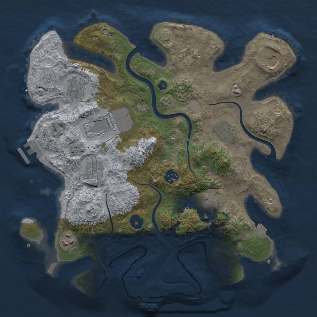 Rust Map: Procedural Map, Size: 3500, Seed: 251196002, 16 Monuments