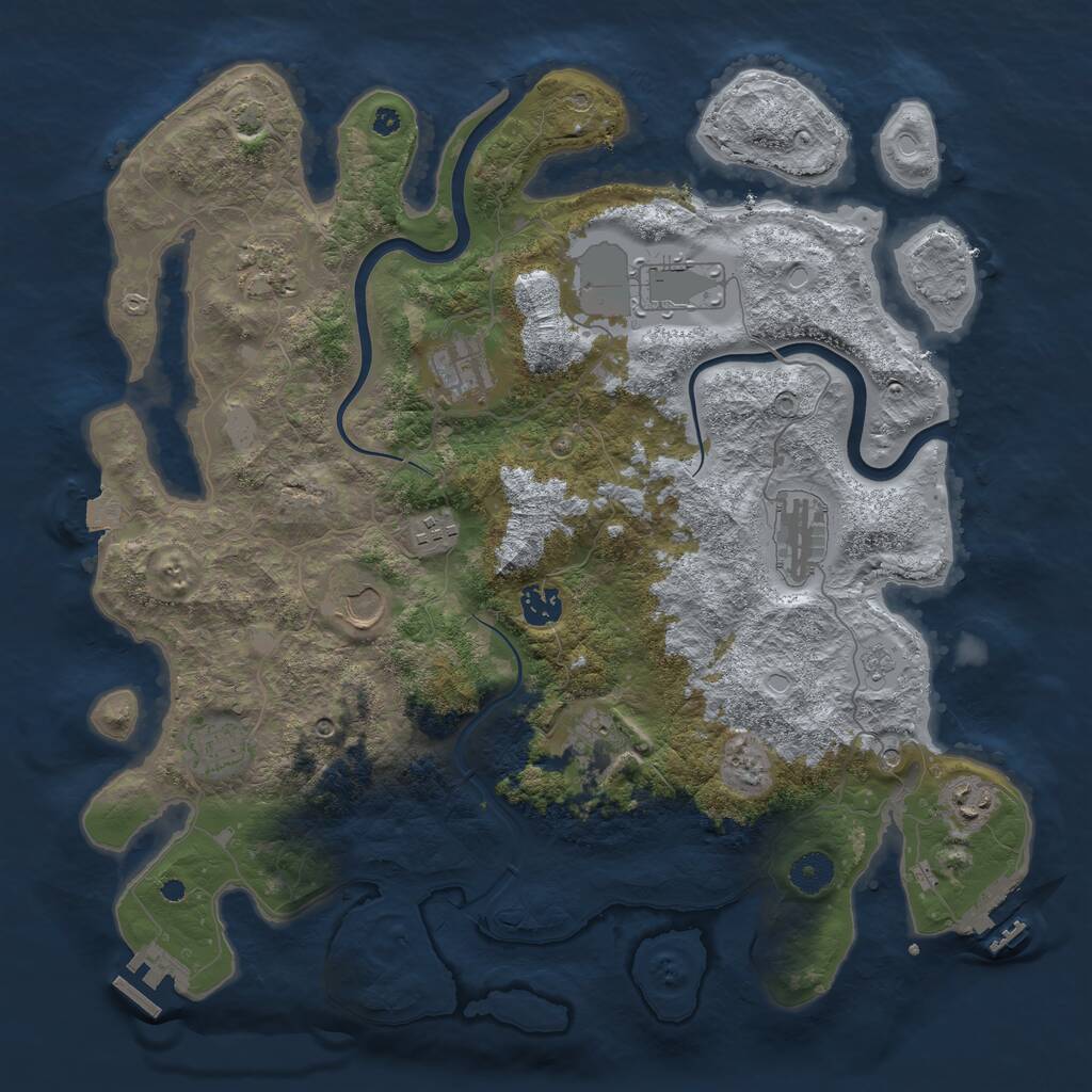 Rust Map: Procedural Map, Size: 3950, Seed: 1416883600, 16 Monuments