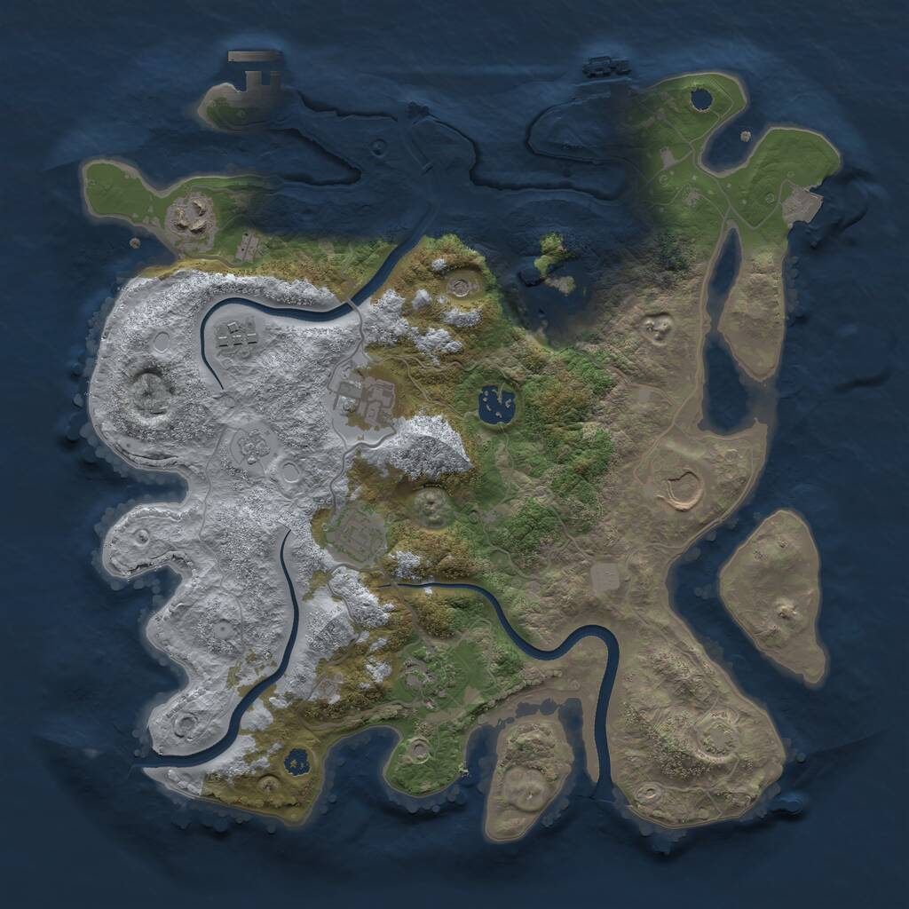 Rust Map: Procedural Map, Size: 3500, Seed: 703943462, 14 Monuments