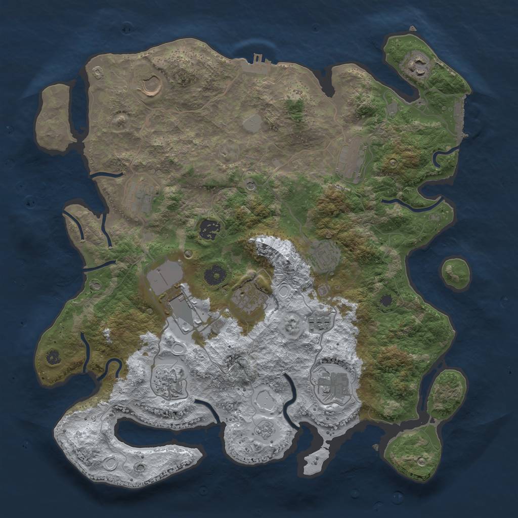 Rust Map: Procedural Map, Size: 3750, Seed: 412453328, 20 Monuments