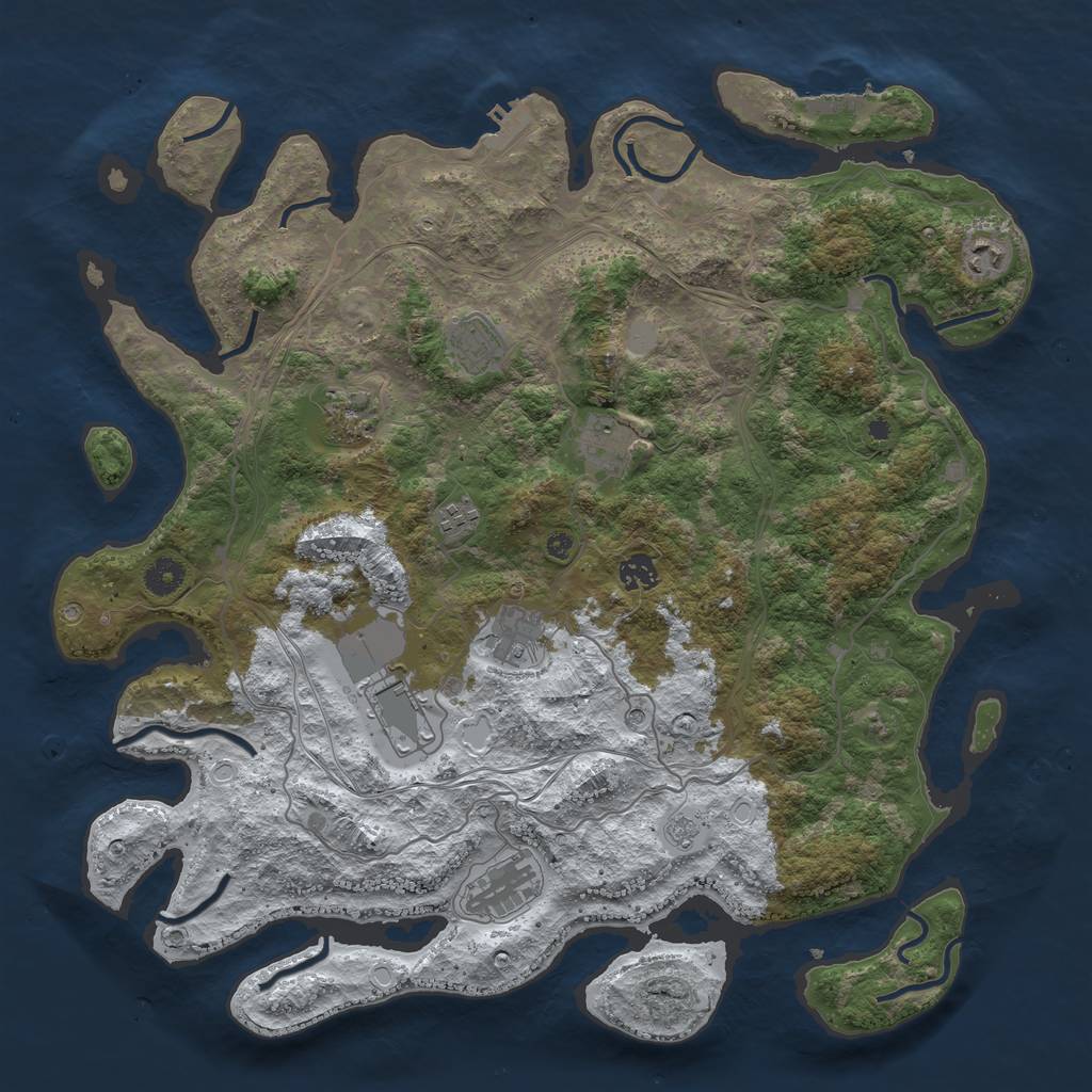 Rust Map: Procedural Map, Size: 4250, Seed: 1540127489, 18 Monuments