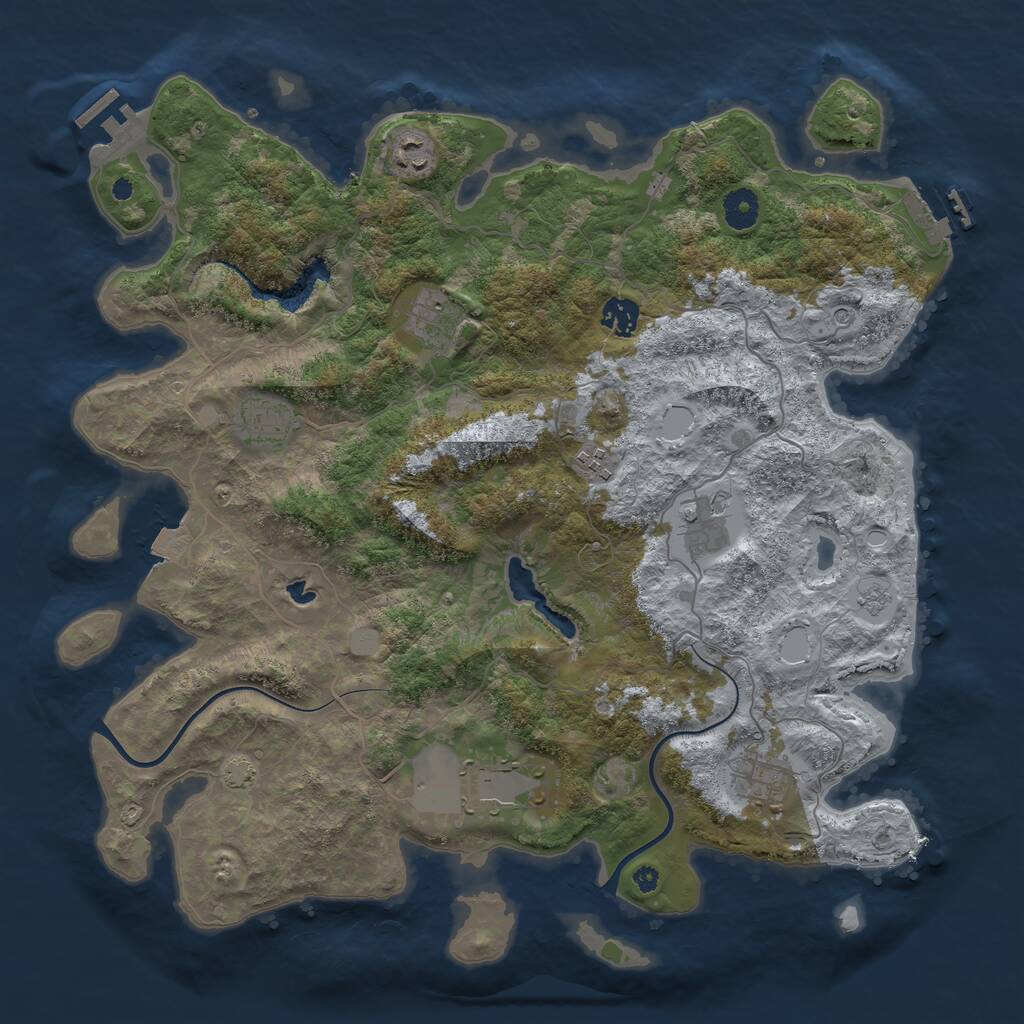 Rust Map: Procedural Map, Size: 4000, Seed: 333552966, 14 Monuments