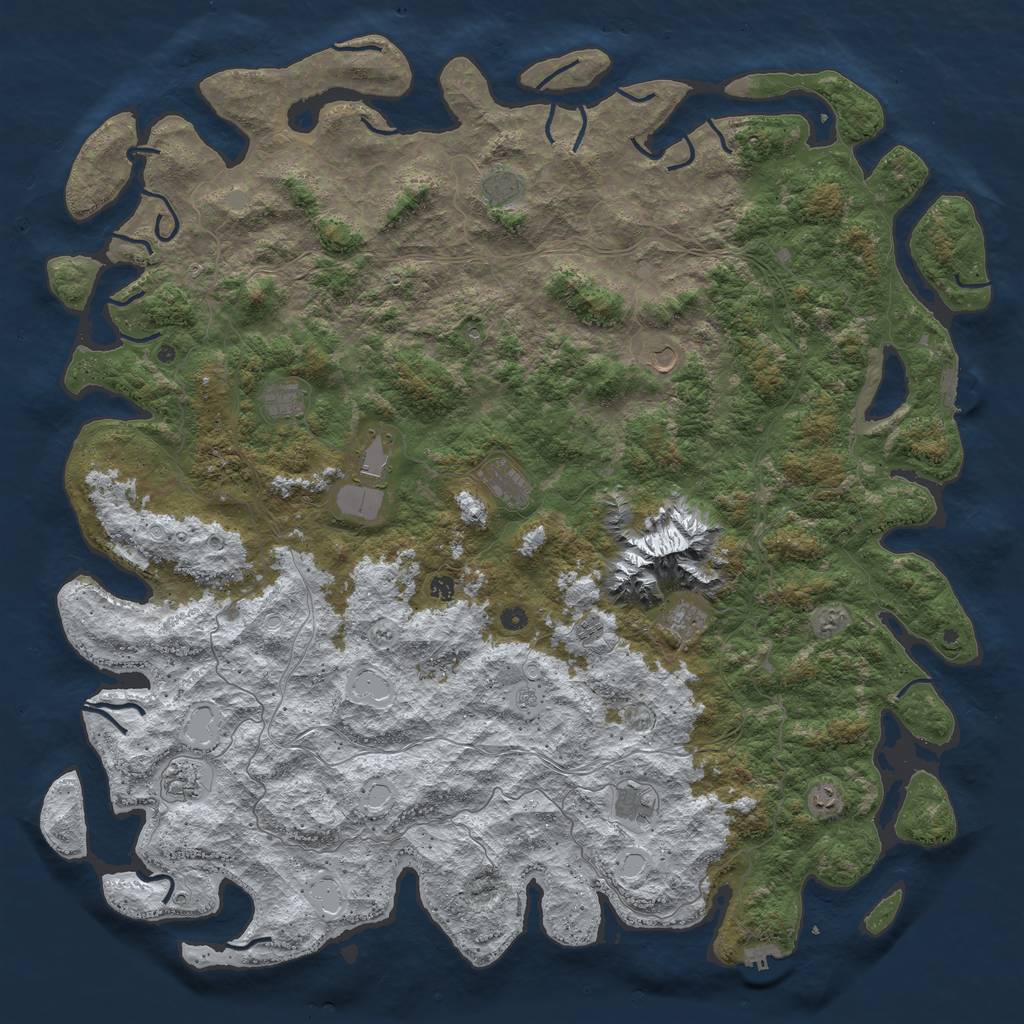 Rust Map: Procedural Map, Size: 6000, Seed: 2100159169, 20 Monuments