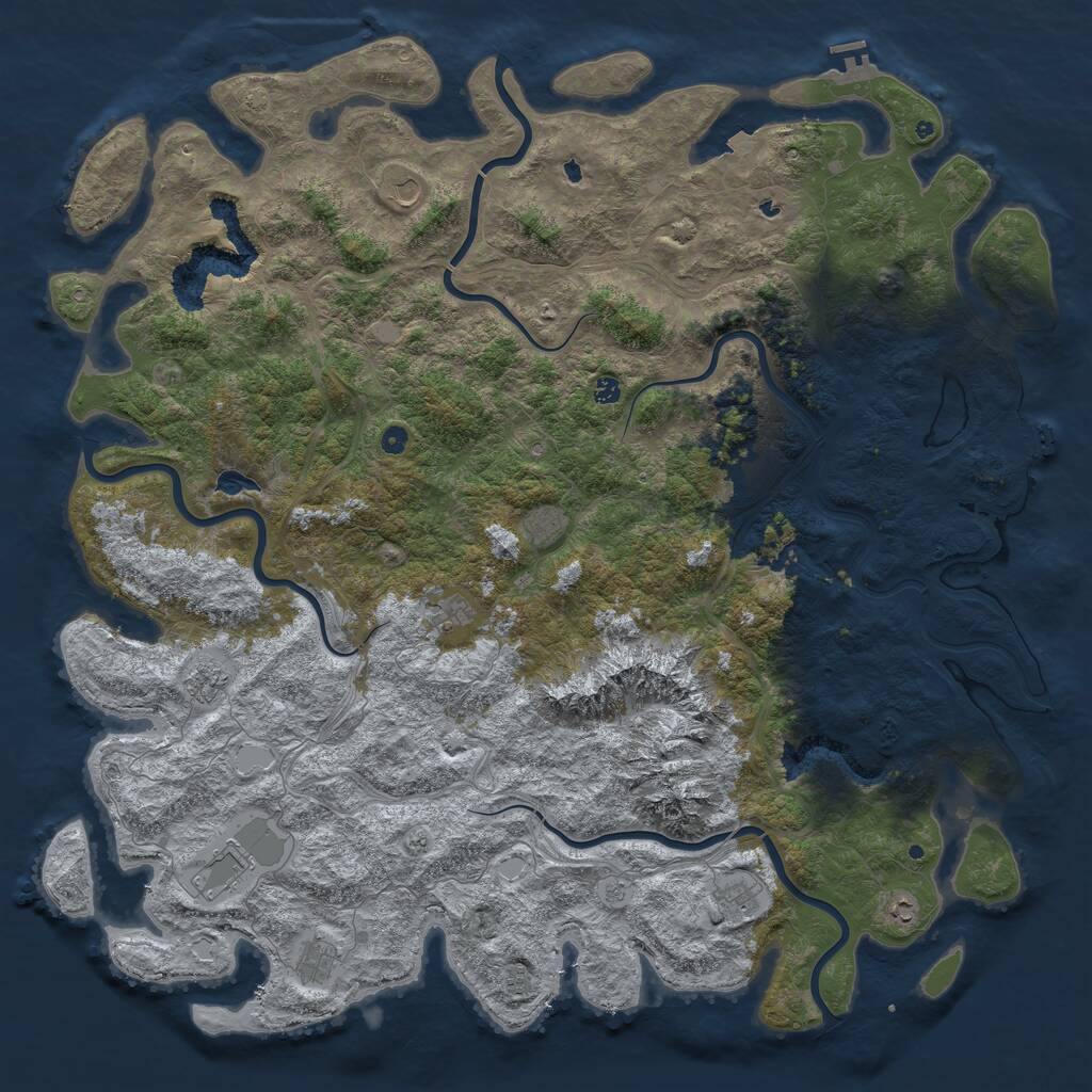 Rust Map: Procedural Map, Size: 6000, Seed: 2100159169, 17 Monuments