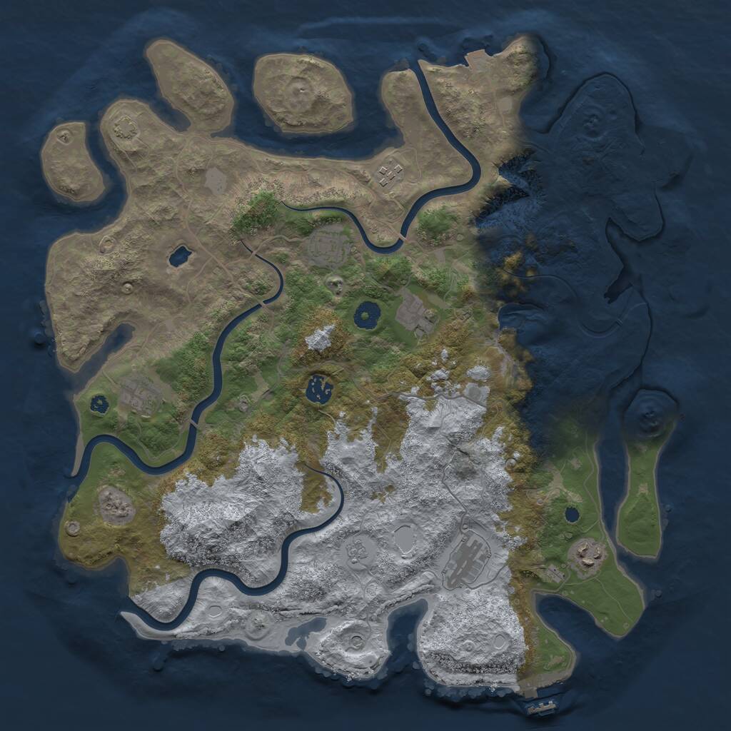 Rust Map: Procedural Map, Size: 4050, Seed: 1573730245, 13 Monuments