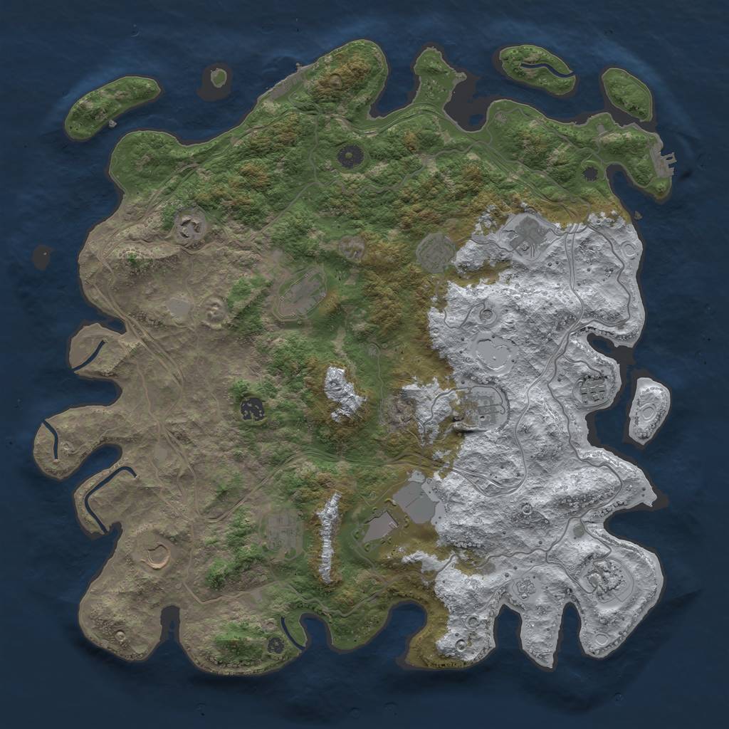 Rust Map: Procedural Map, Size: 4500, Seed: 2354793, 20 Monuments