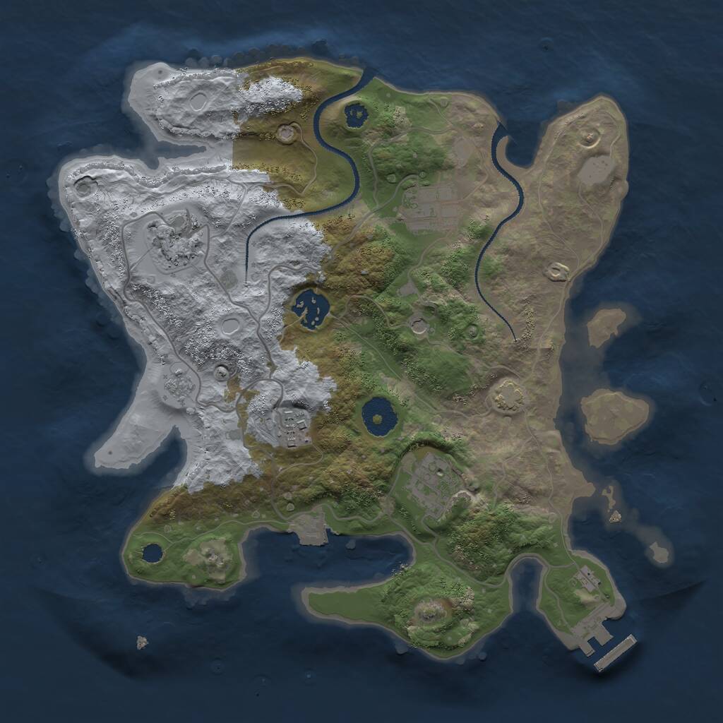 Rust Map: Procedural Map, Size: 3000, Seed: 245731, 10 Monuments