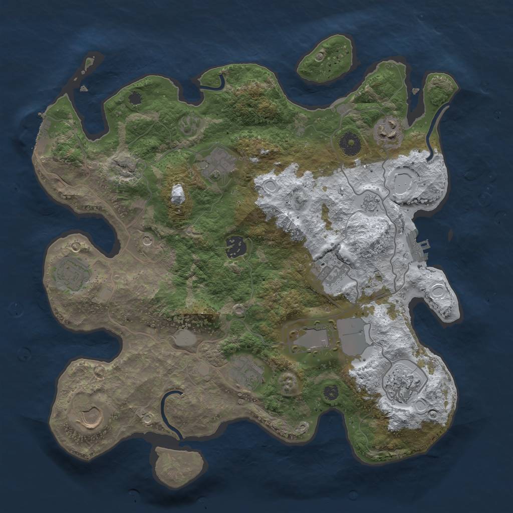 Rust Map: Procedural Map, Size: 3500, Seed: 240655114, 18 Monuments