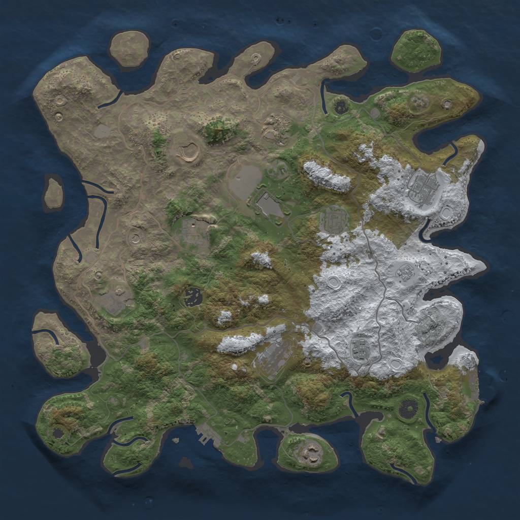 Rust Map: Procedural Map, Size: 4050, Seed: 849924569, 20 Monuments