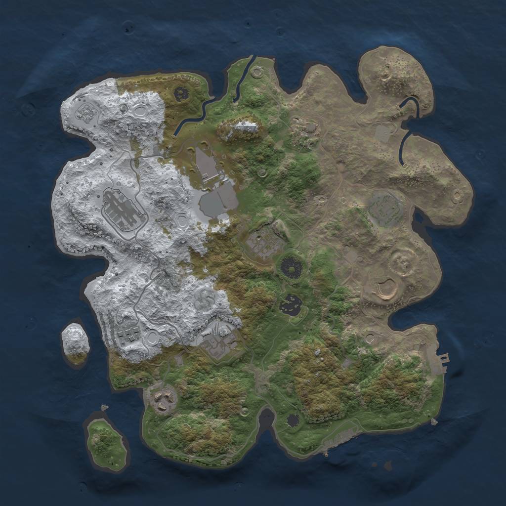 Rust Map: Procedural Map, Size: 3500, Seed: 661974909, 19 Monuments